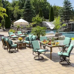 Kirklands Home Aqua Leala Texture Outdoor Deep Seat Cushions Blue