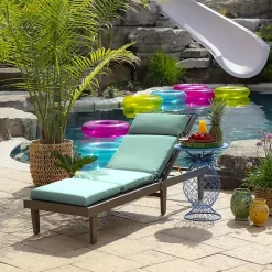 Kirklands Home Aqua Leala Texture Outdoor Chaise Cushion Blue Discount