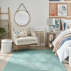 Kirklands Home Aqua Teal Diamond Indoor/Outdoor Area Rug, 5x7 Blue Best