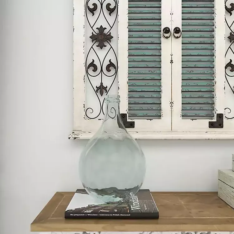 Vases>Kirklands Home Aqua Teardrop Glass Tabletop Decorative Vase Blue