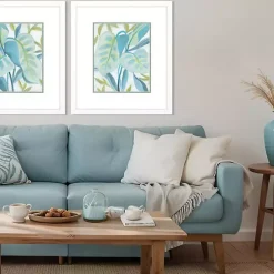 Kirklands Home Aqua Tropical Leaves II Framed Art Print Blue Best