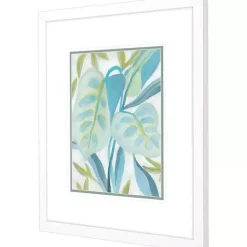 Kirklands Home Aqua Tropical Leaves II Framed Art Print Blue Best