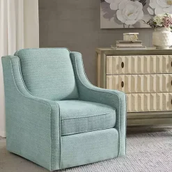 Kirklands Home Aqua Upholstered Swivel Accent Chair Blue Online