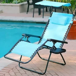 Kirklands Home Aqua Zero Gravity Chair with Sunshade and Tray New