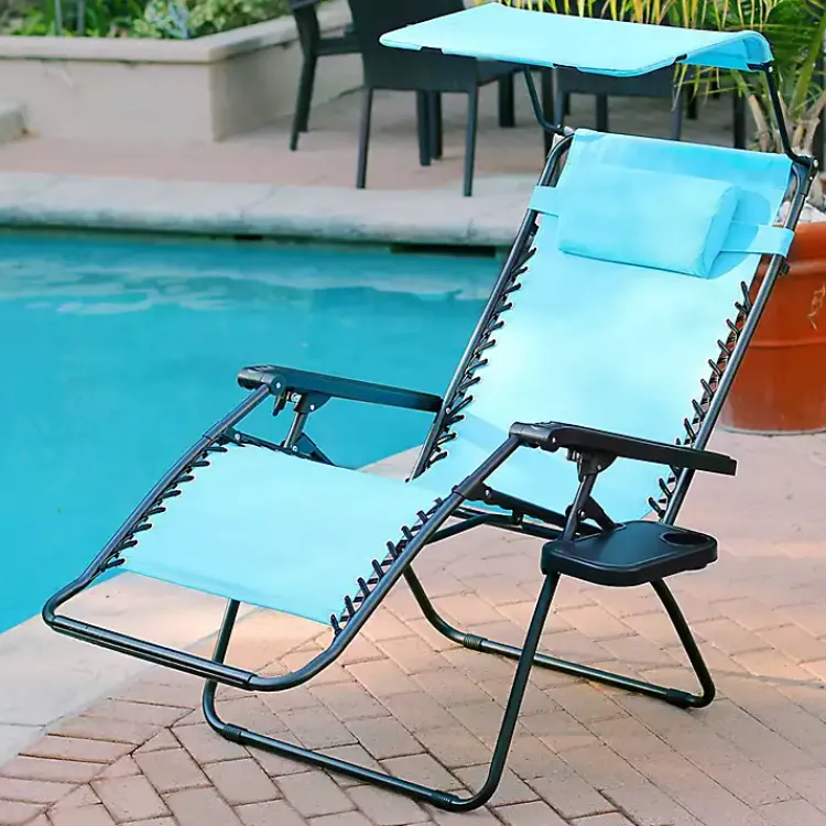 Kirklands Home Aqua Zero Gravity Chair with Sunshade and Tray New
