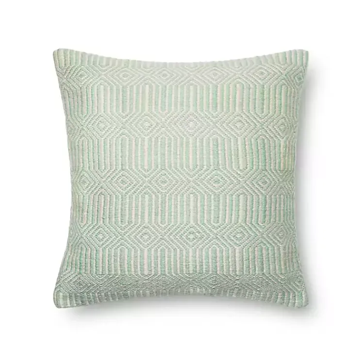 Kirklands Home Aquamarine Woven Geometric Outdoor Throw Pillow Green Discount