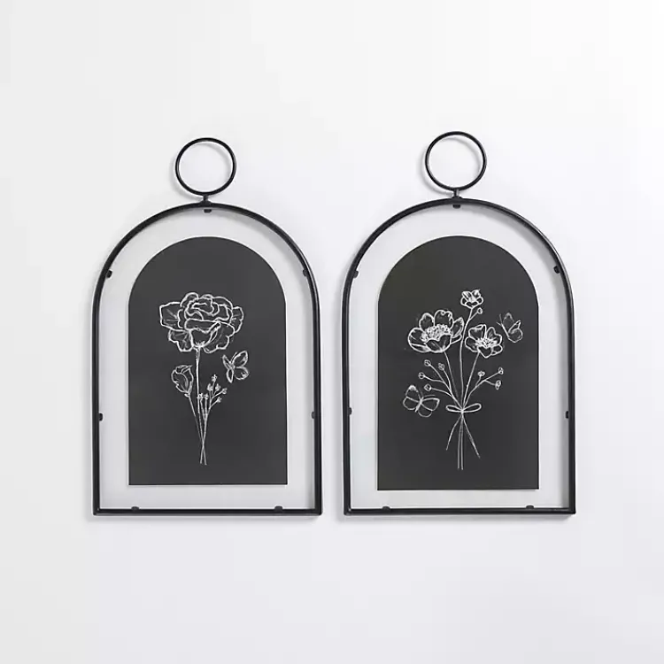 Kirklands Home Arched Floral Framed Prints, Set of 2 Black Best