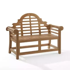 Kirklands Home Arched Teakwood Slatted Outdoor Bench Tan New