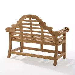 Kirklands Home Arched Teakwood Slatted Outdoor Bench Tan New