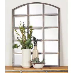 Kirklands Home Arched Windowpane Wall Mirror Gray Outlet