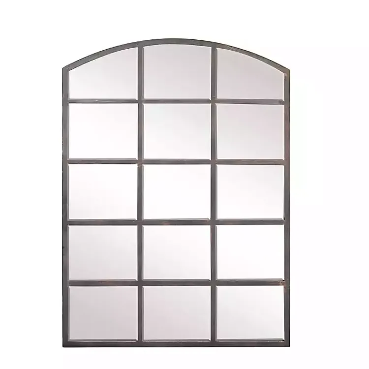 Kirklands Home Arched Windowpane Wall Mirror Gray Outlet
