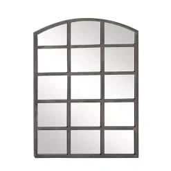 Kirklands Home Arched Windowpane Wall Mirror Gray Outlet