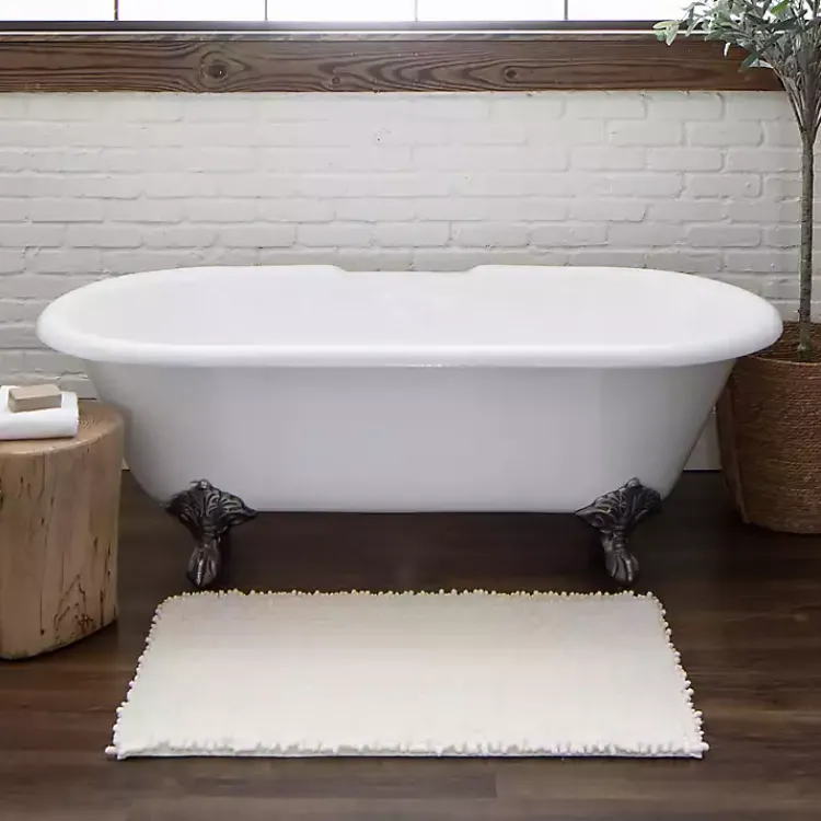 Kirklands Home Arctic Lofty Pile Chenille Bath Mat, 34 in. White Clearance