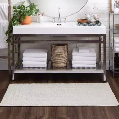 Kirklands Home Arctic Plush Reversible Cotton Bath Mat, 60 in. White New