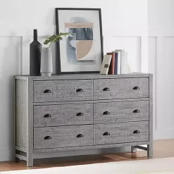 Kirklands Home Arden Wood 6-Drawer Dresser Gray Hot