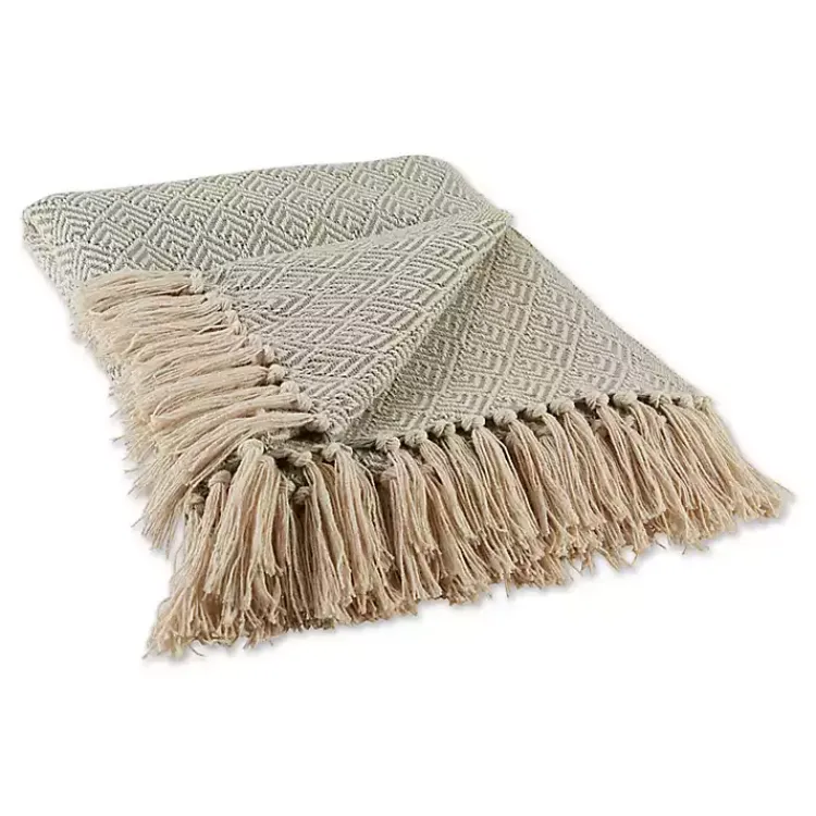 Blankets & Throws>Kirklands Home Artichoke Diamond Fringe Throw Green