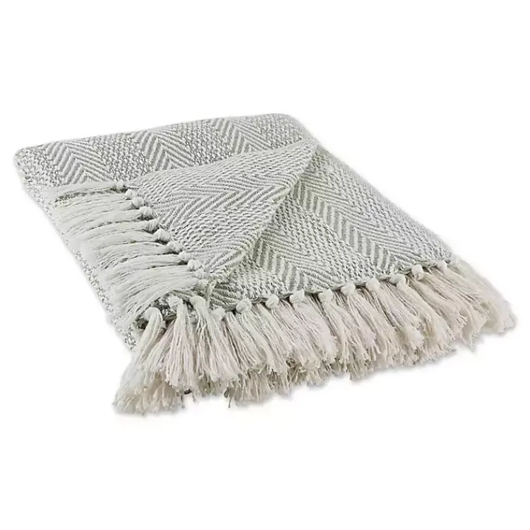 Blankets & Throws>Kirklands Home Artichoke Herringbone Fringe Throw Green