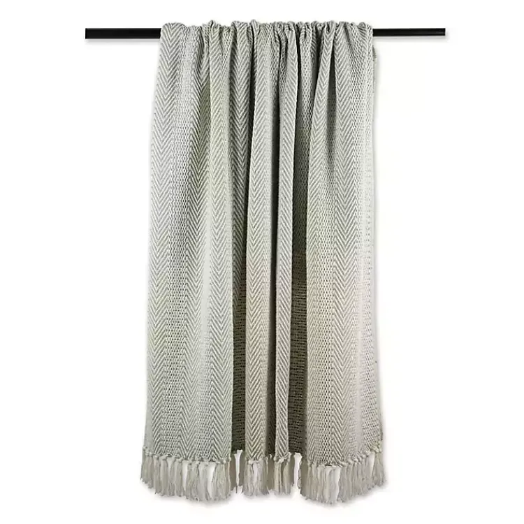 Blankets & Throws>Kirklands Home Artichoke Herringbone Fringe Throw Green