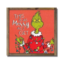 Christmas Art & Wall Decor>Kirklands Home As Merry As I Get Grinch Wall Plaque Red