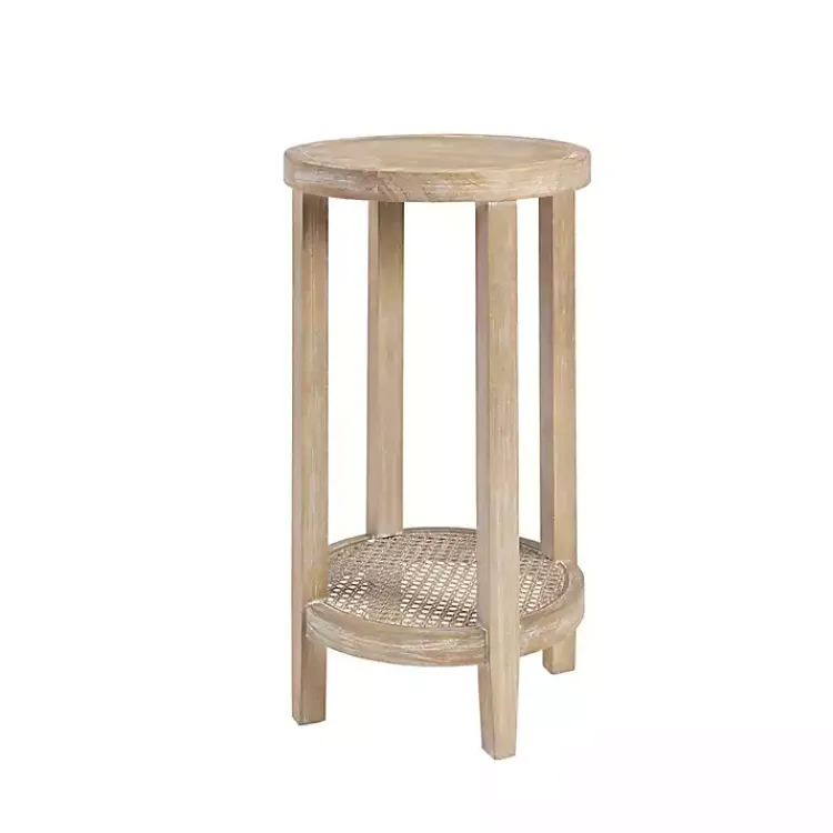 Kirklands Home Ash Rat Round Martha Stewart Accent Table Tan New