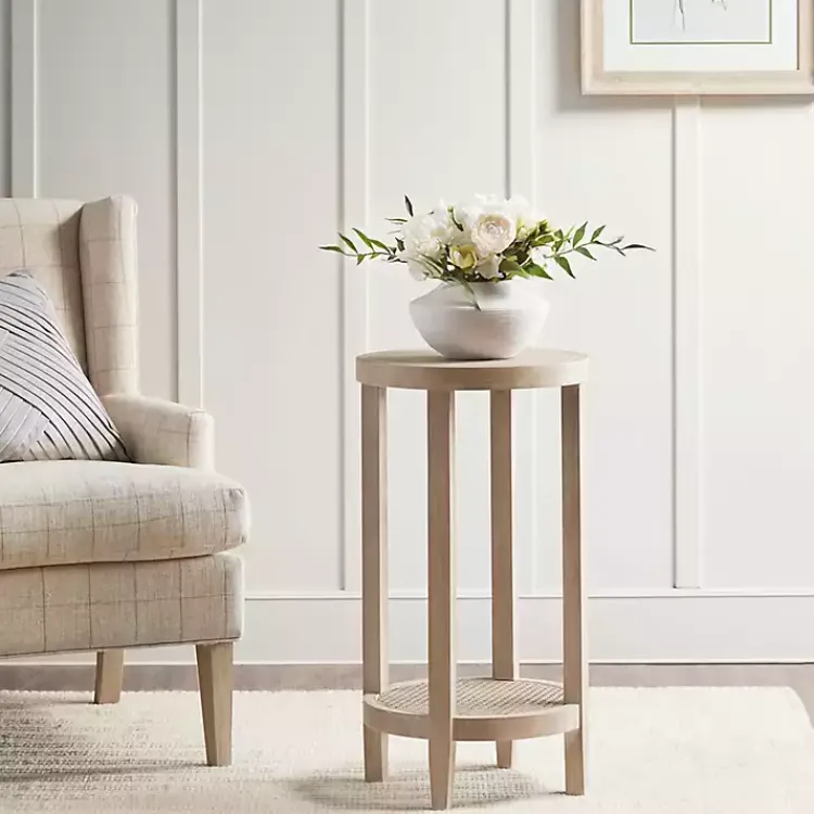 Kirklands Home Ash Rat Round Martha Stewart Accent Table Tan New