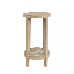Kirklands Home Ash Rat Round Martha Stewart Accent Table Tan New