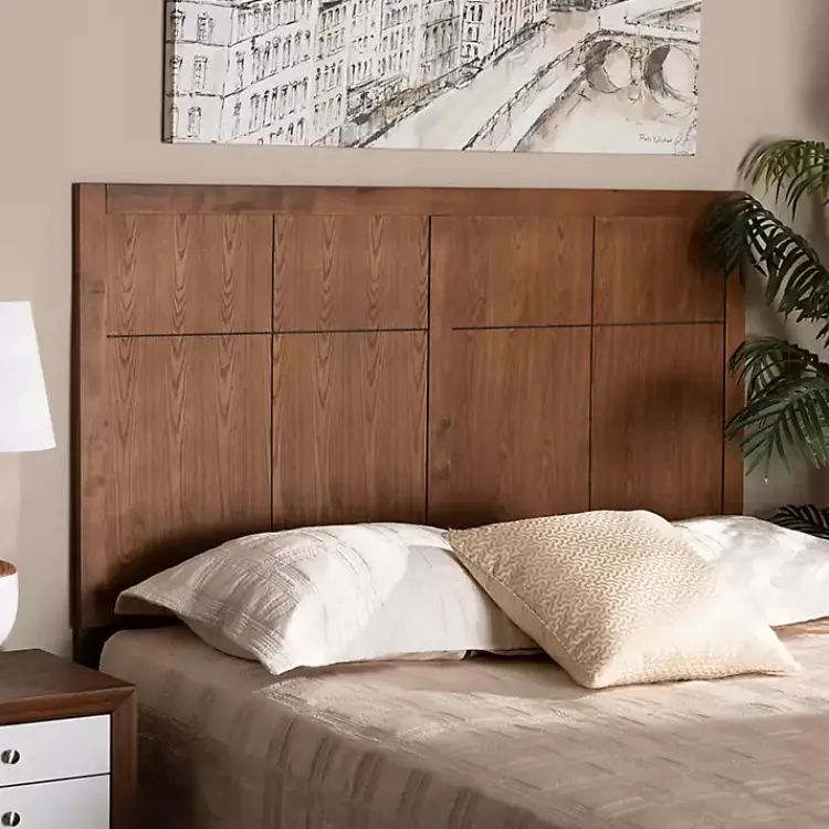 Kirklands Home Ash Walnut Wood Panel Full Headboard Brown Best