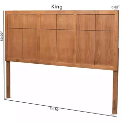 Kirklands Home Ash Walnut Wood Panel King Headboard Brown