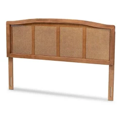 Kirklands Home Ash Walnut Woven Rattan King Headboard Brown Clearance