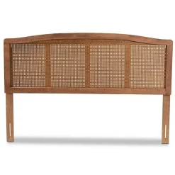 Kirklands Home Ash Walnut Woven Rattan King Headboard Brown Clearance