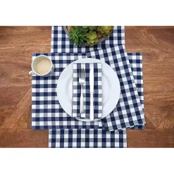 Kirklands Home Ashford Indigo Buffalo Check Napkins, Set of 6 Blue Online