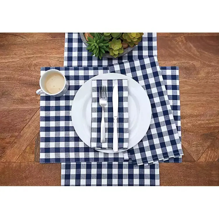 Kirklands Home Ashford Indigo Buffalo Check Placemats, Set of 6 Blue Hot