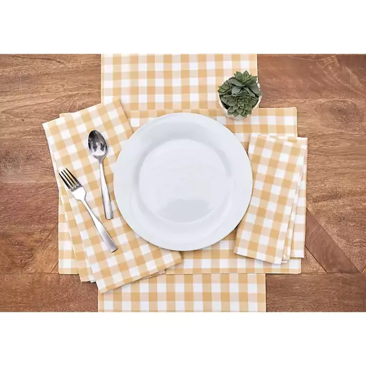 Kirklands Home Ashford Buffalo Check Table Runner Yellow Hot