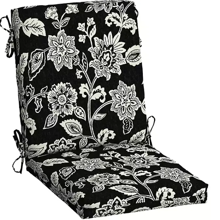 Kirklands Home Ashland Jacobean Luxe Outdoor Dining Chair Cushion Black Hot