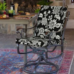Kirklands Home Ashland Jacobean Luxe Outdoor Dining Chair Cushion Black Hot