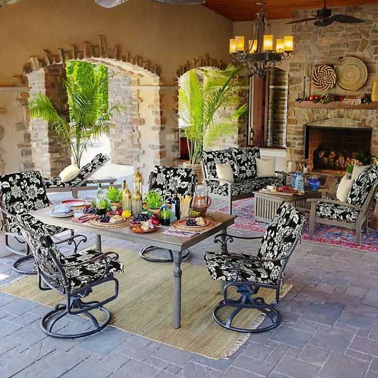 Kirklands Home Ashland Jacobean Luxe Outdoor Dining Chair Cushion Black Hot