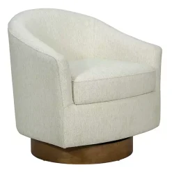 Kirklands Home Ashton Cream Swivel Chair with Wood Base White New