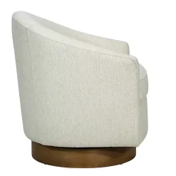 Kirklands Home Ashton Cream Swivel Chair with Wood Base White New