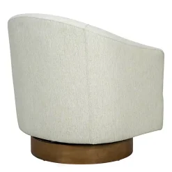 Kirklands Home Ashton Cream Swivel Chair with Wood Base White New