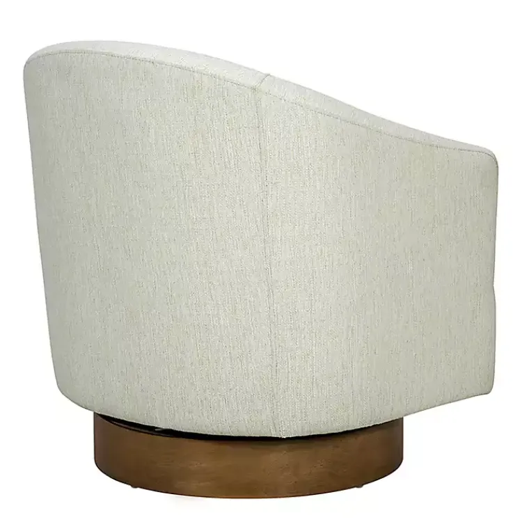 Kirklands Home Ashton Cream Swivel Chair with Wood Base White New