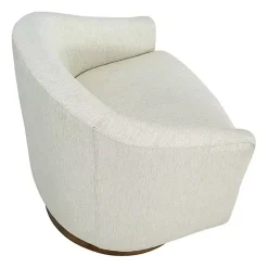 Kirklands Home Ashton Cream Swivel Chair with Wood Base White New