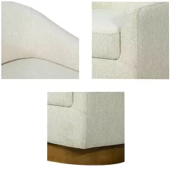 Kirklands Home Ashton Cream Swivel Chair with Wood Base White New
