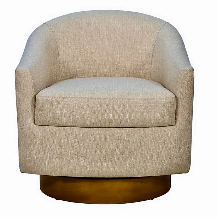 Kirklands Home Ashton Swivel Chair with Wood Base Tan Hot