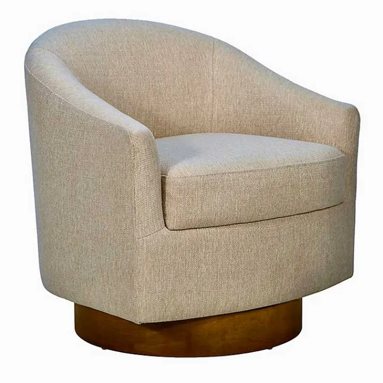 Kirklands Home Ashton Swivel Chair with Wood Base Tan Hot