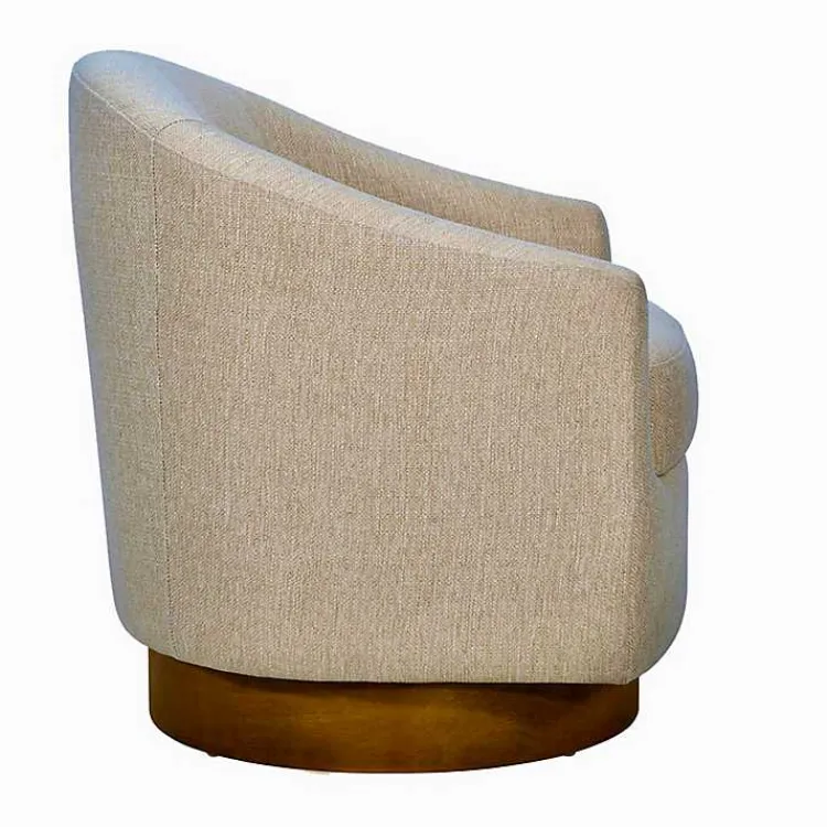 Kirklands Home Ashton Swivel Chair with Wood Base Tan Hot