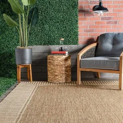 Kirklands Home Asia Stripe Border Outdoor Rug, 8x10 Brown Best