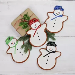 Kirklands Home Assorted Snowman Christmas Plates, Set of 4 Hot