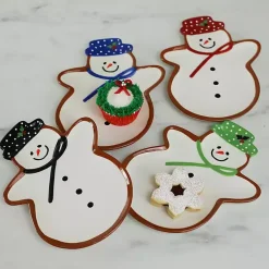 Kirklands Home Assorted Snowman Christmas Plates, Set of 4 Hot