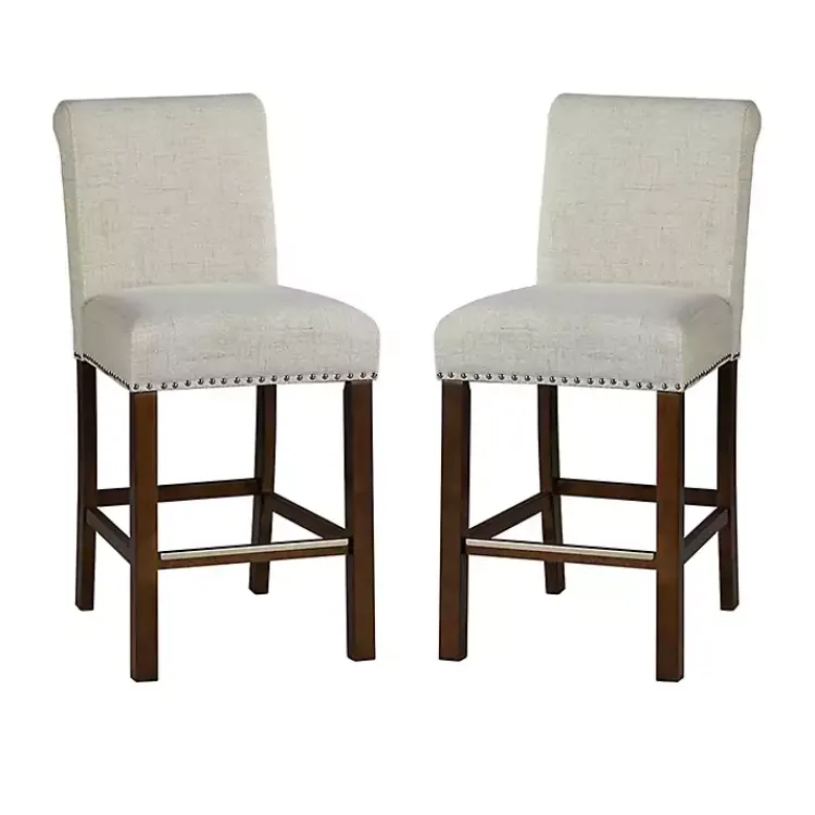 Kirklands Home Aubrey Natural Upholstered 2-pc. Counter Stool Set Tan Outlet
