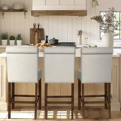 Kirklands Home Aubrey Natural Upholstered 2-pc. Counter Stool Set Tan Outlet